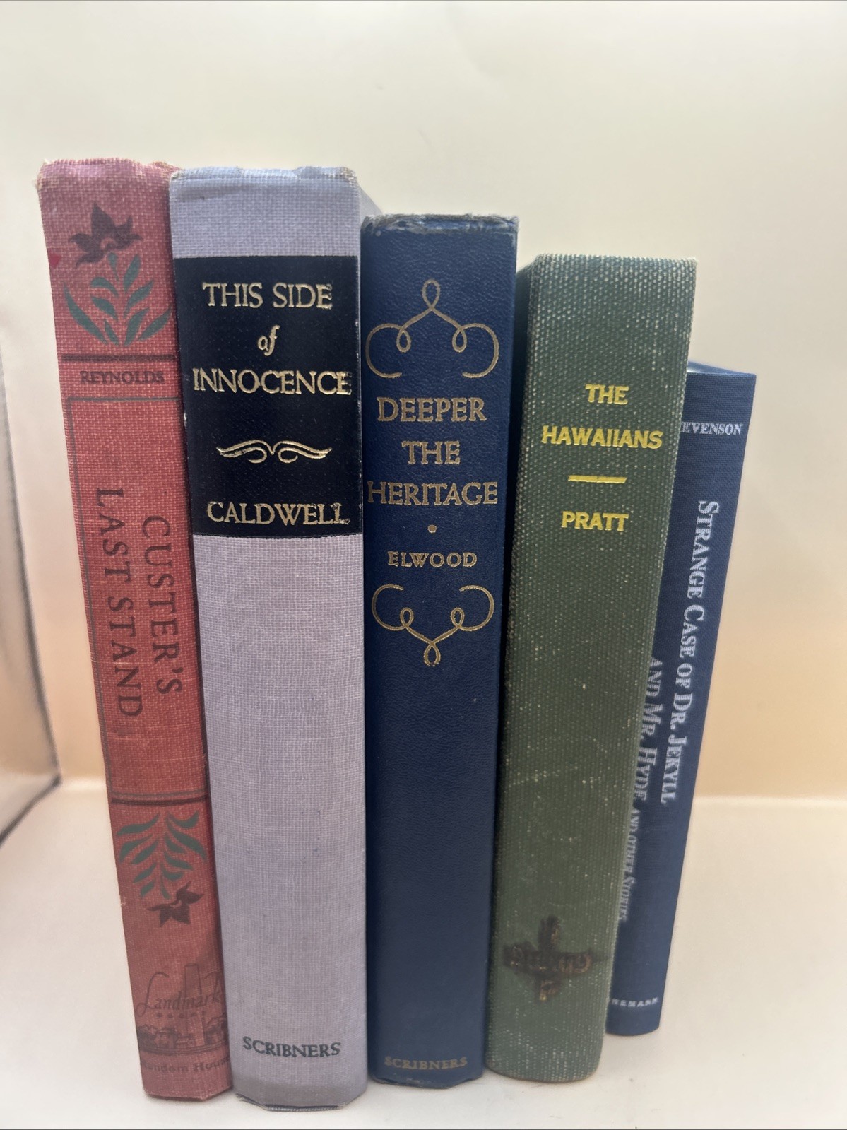Antique Vtg Lot of 5 Books Collectors Bookcase Decor Stage