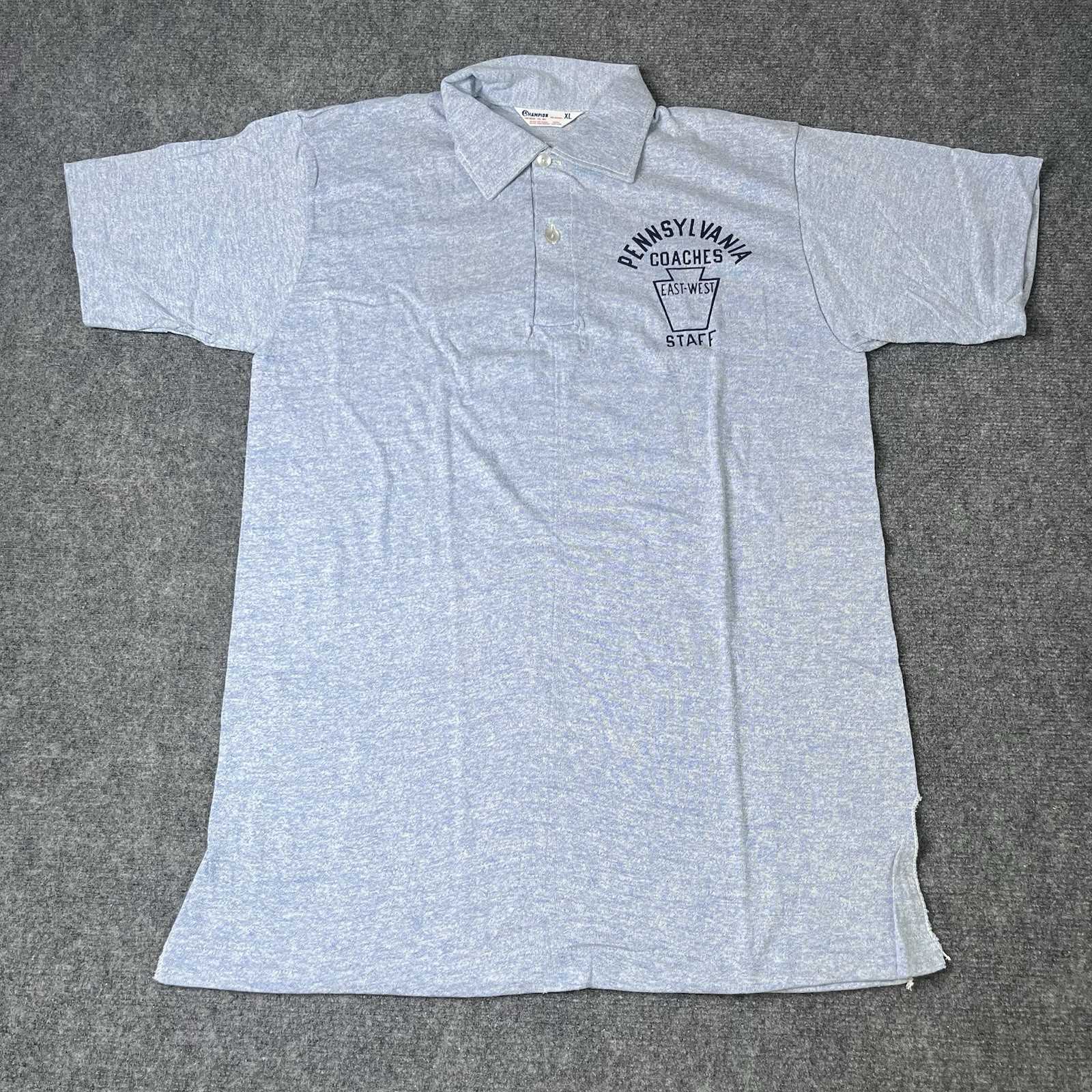 Vtg True Vintage 1960s Champion Polo Shirt Pennsylvania Coaches Staff 60s Xl