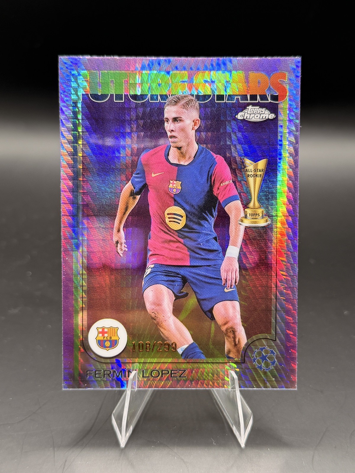 Topps 2023-24 Chrome UCL Fermín López FC Barcelona Future Stars RC /299 #162 Topps 2023-24 Chrome UCL Fermín López FC Barcelona Future Stars RC /299 #162