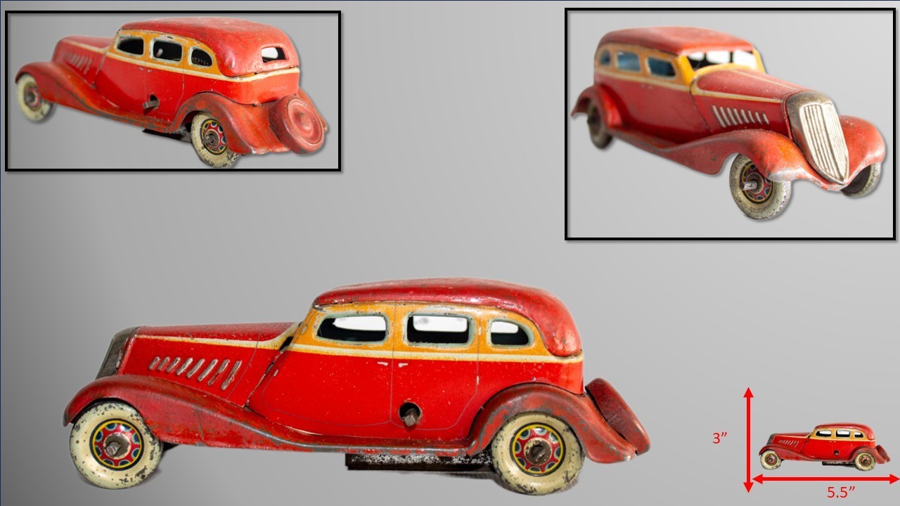 Vintage 1930\'s Pre-War Japanese Tin Lithographed Clockwork Graham 4-door