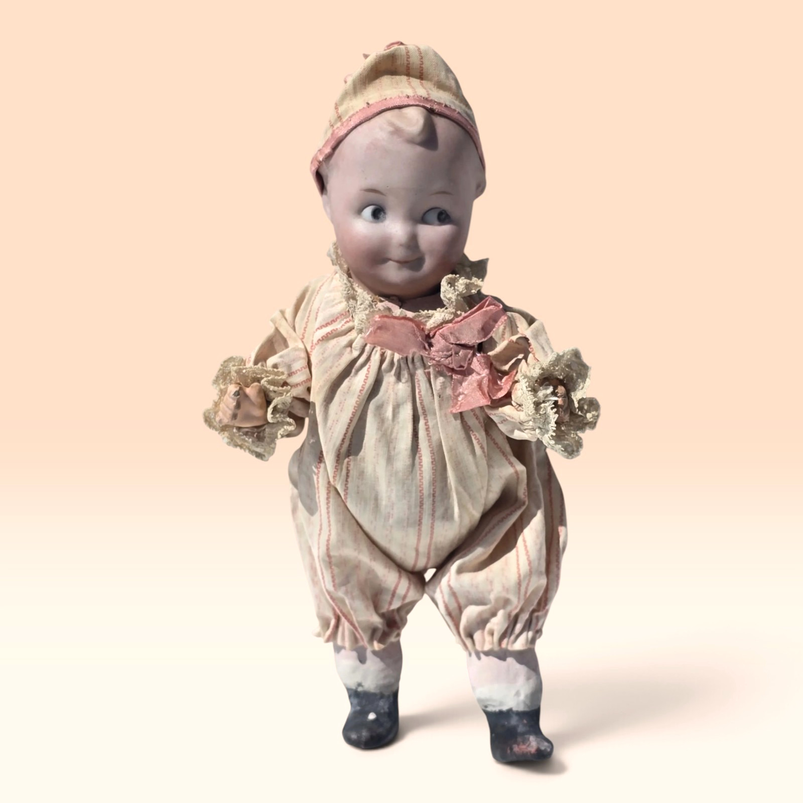 Antique Gebruder Heubach Bisque Googly Doll German Character Intaglio Eyes 7.5in