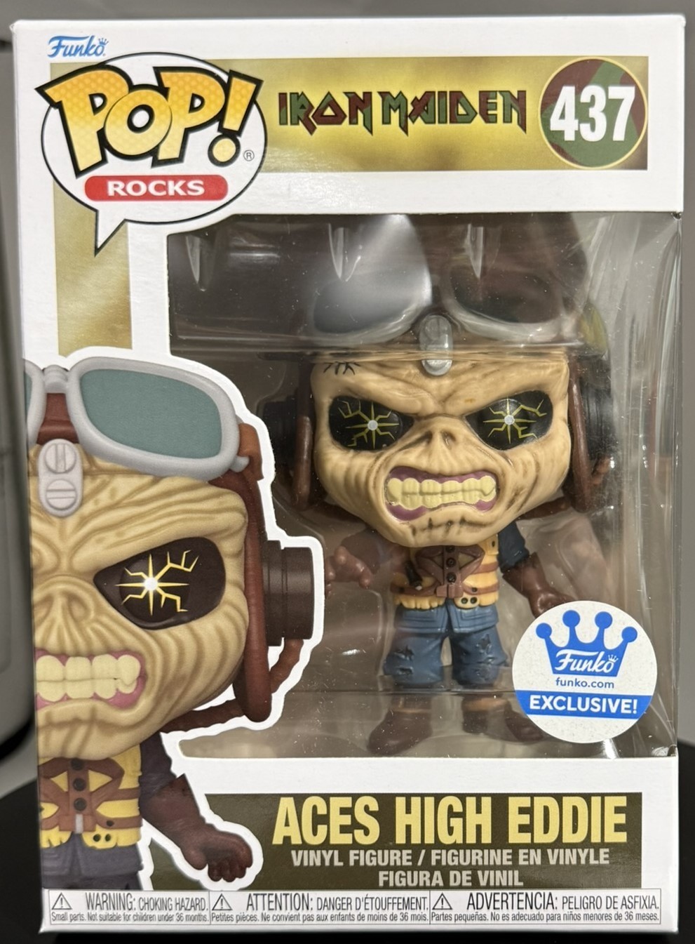 Funko Pop Iron Maiden Aces High Eddie #437 Funko Shop Exclusive + Protector NEW