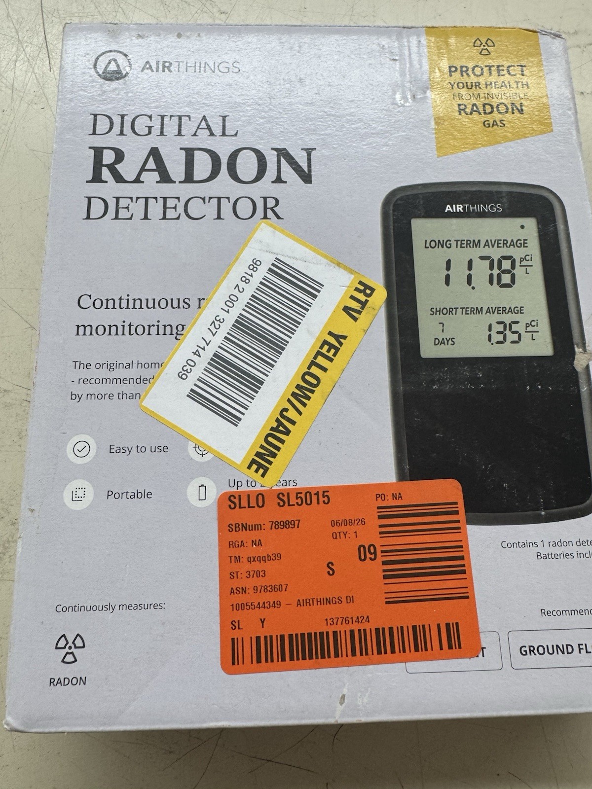 Airthings Digital Home Radon Detector, Model 2350