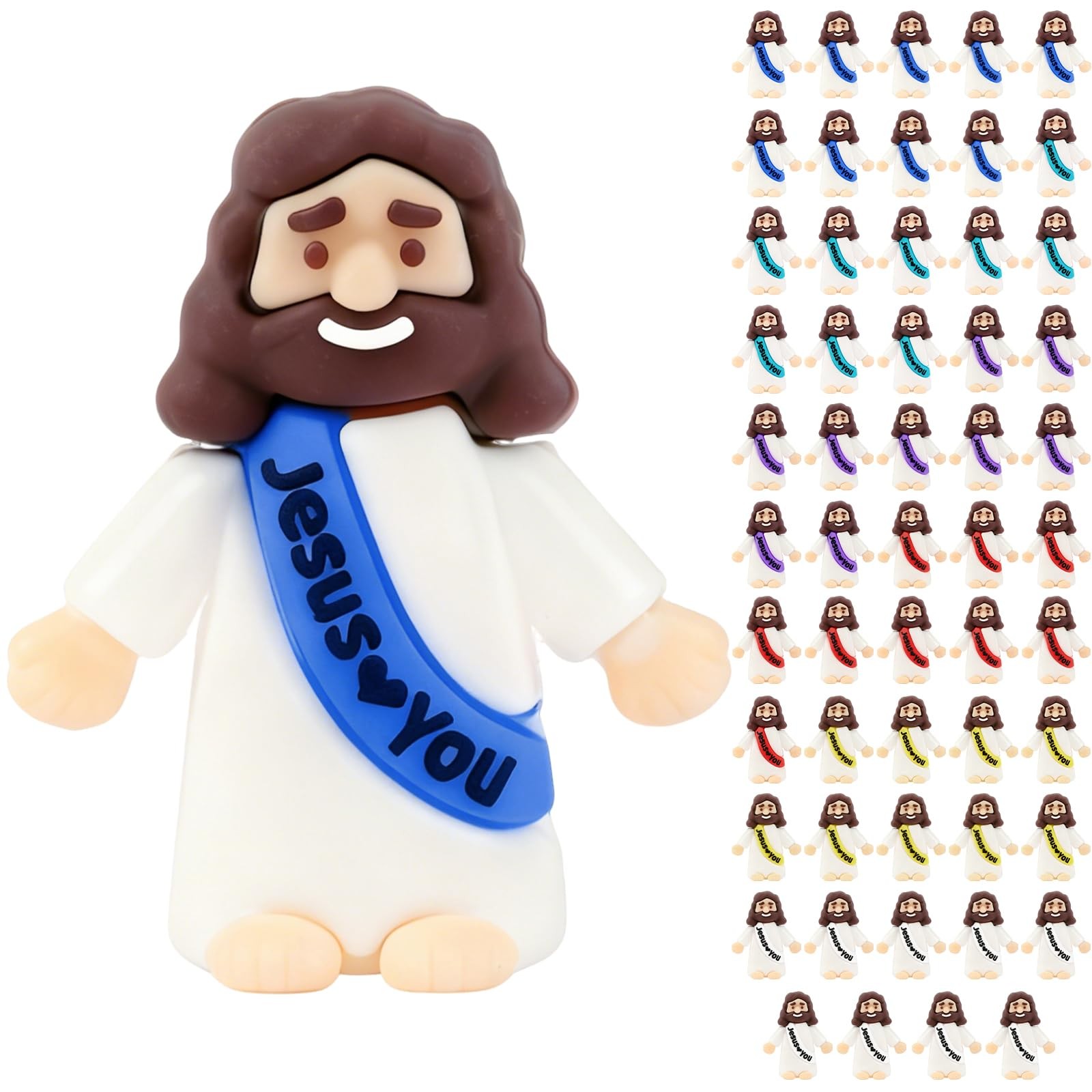 54 Pack Little Jesus Figurines in Bulk, Pocket Jesus Loves You, Jesus Small