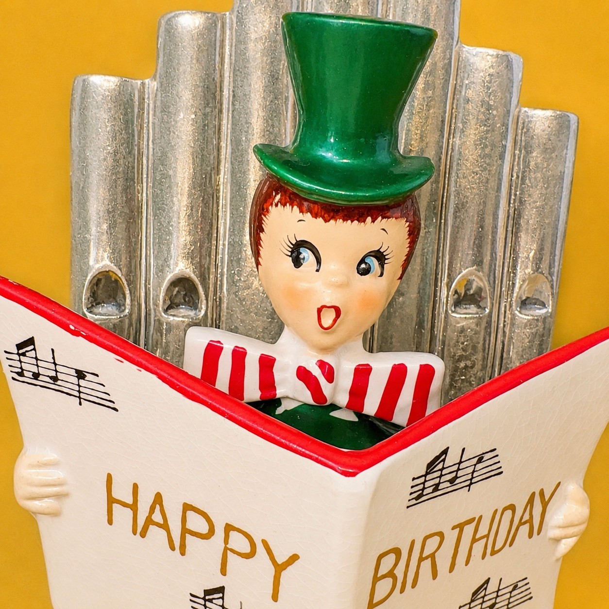 ULTRA RARE TMJ Vtg Happy Birthday Figurine Candle Holder Choir Boy Napco Lefton