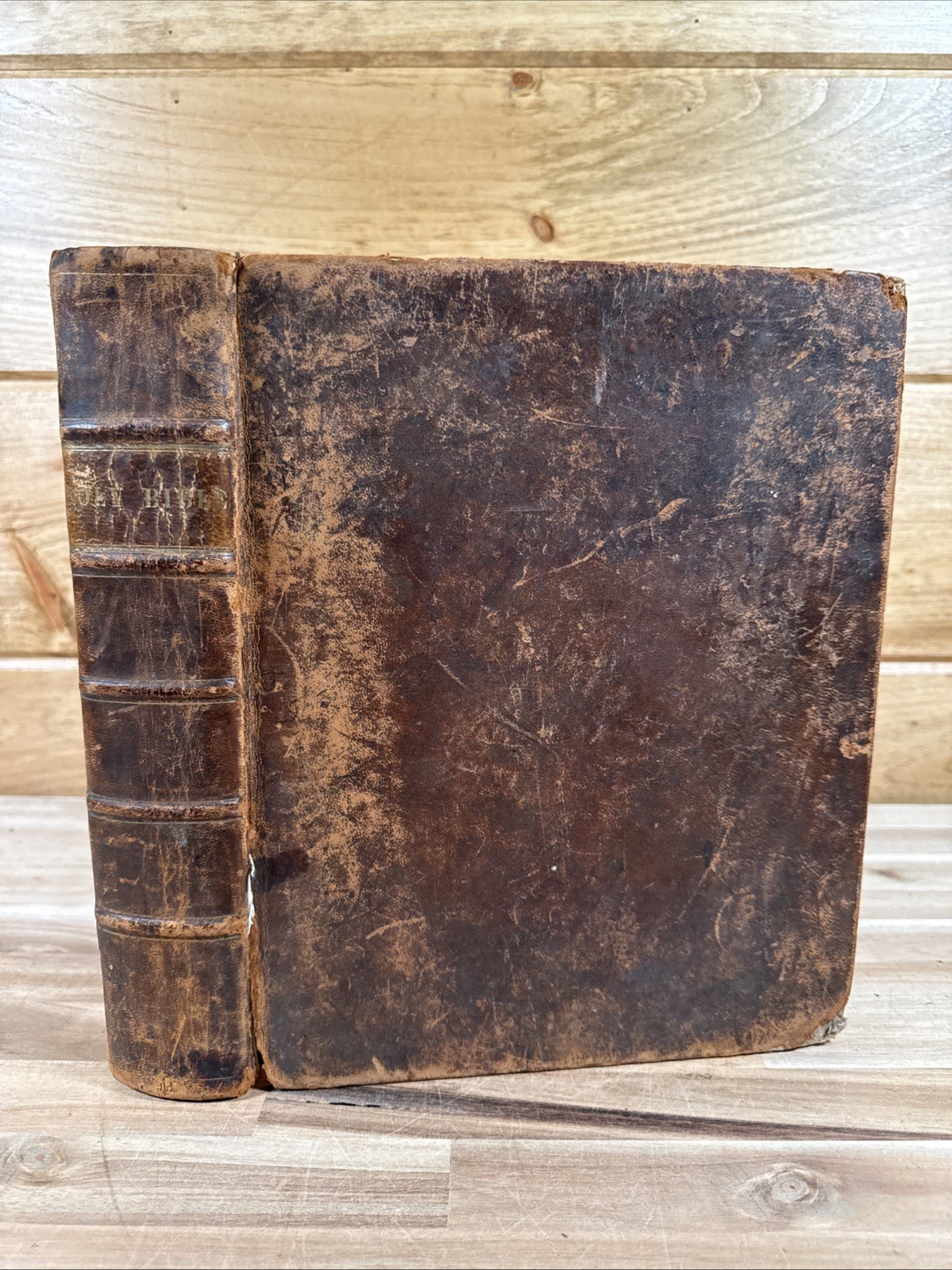 1840 HOLY BIBLE cooperstown H&E PHINNEY leather ANTIQUE stereotype edition OLD