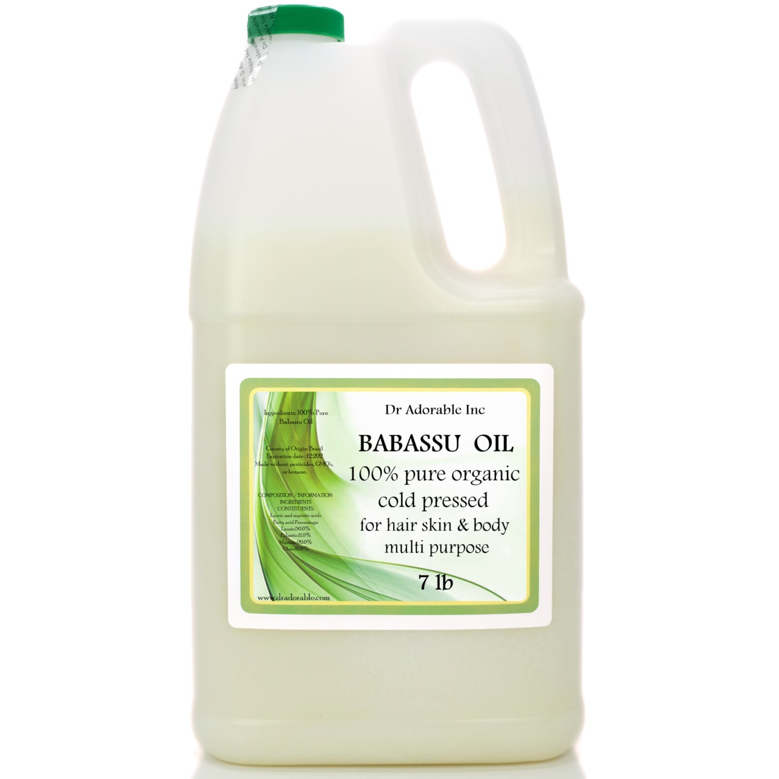7 LB / ONE GALLON BABASSU OIL  PURE   ORGANIC