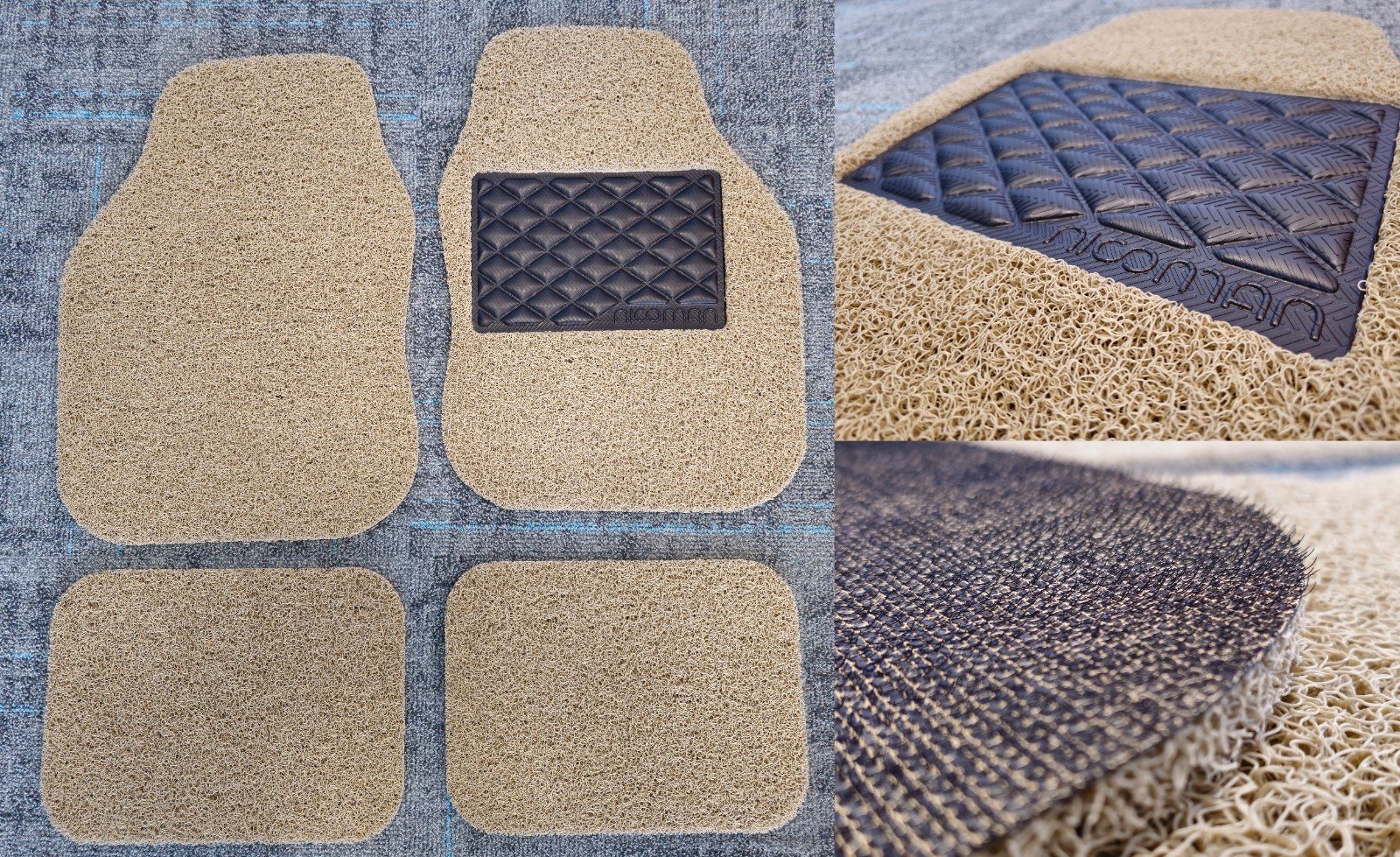 NICOMAN Universal Deluxe Tailored Car Mats 12mm Beige 4 Pieces