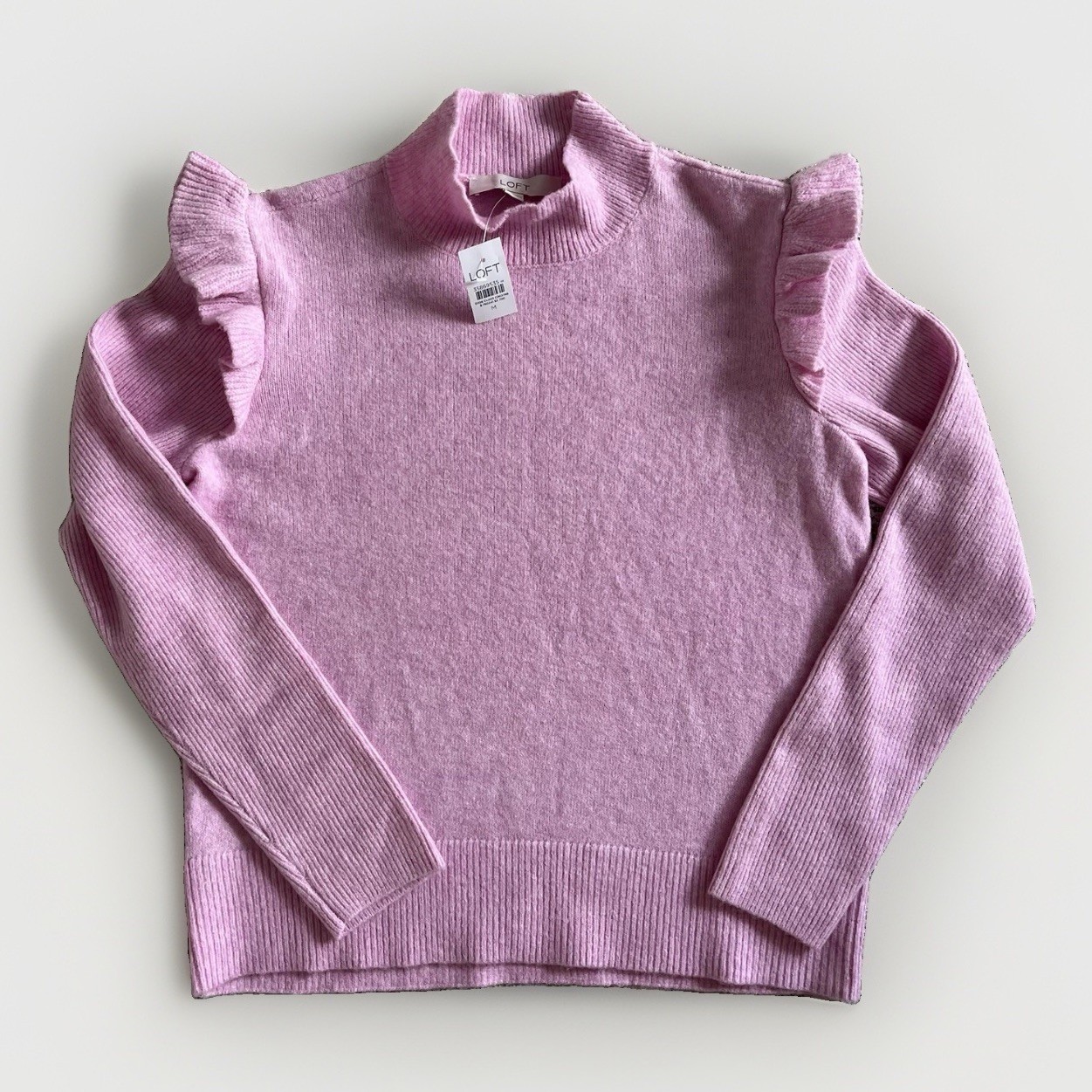 Ann Taylor Loft Women\'s Pink Sweater Size M Ruffles Long Sleeve Pullover NWT NEW Ann Taylor Loft Women\'s Pink Sweater Size M Ruffles Long Sleeve Pullover NWT NEW