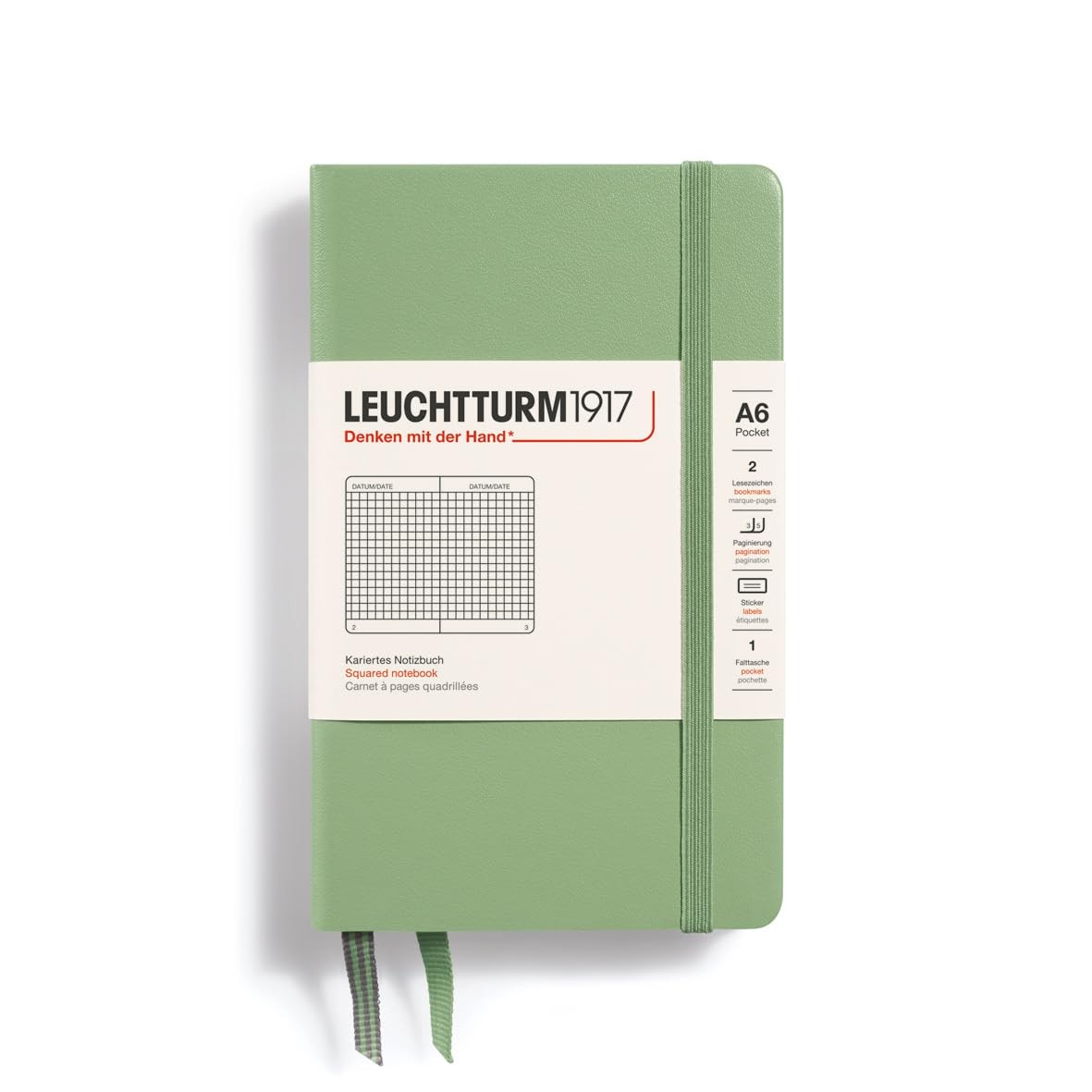 Leuchtturm1917 A6 Blank Notebook 187 Pages Pocket Size with Elastic Closure