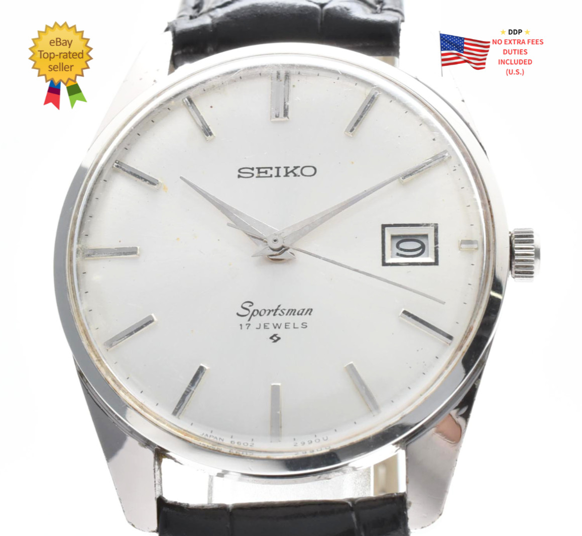 ▶️ [ Exc+5 ] Vintage SEIKO Sportsman 17J Hand Winding 36mm Watch 6602-9980 JAPAN