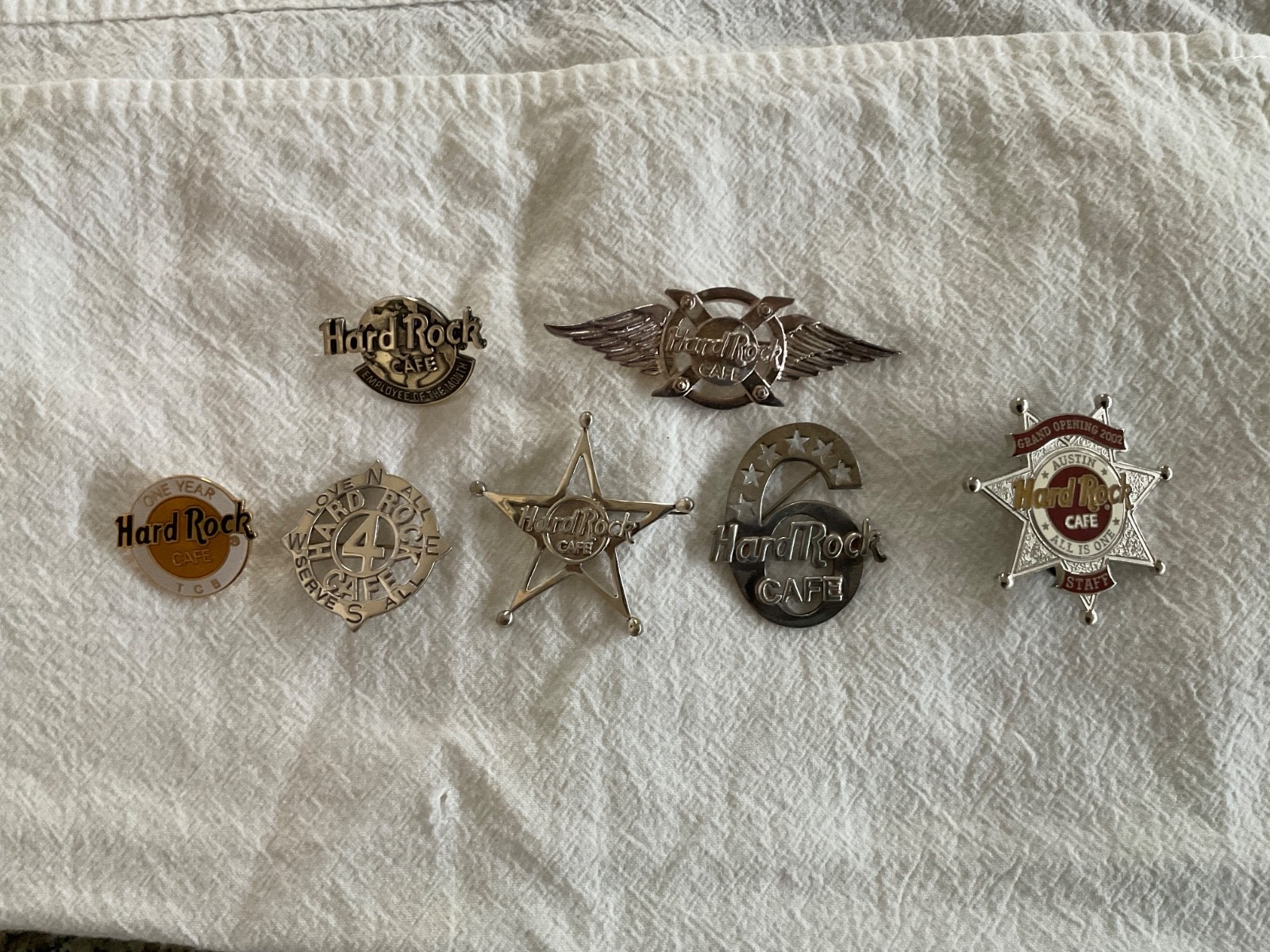 Hard Rock Cafe pins. YR 1,4,5,6. Emp month. Staff opener. Wings Hard Rock Cafe pins. YR 1,4,5,6. Emp month. Staff opener. Wings
