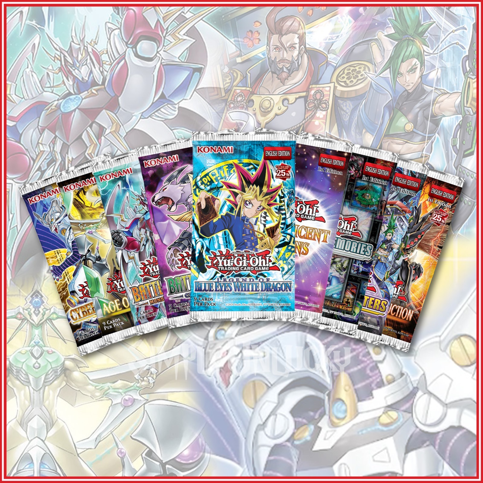 YuGiOh 9x Random Packs Booster Bundle English Official Konami