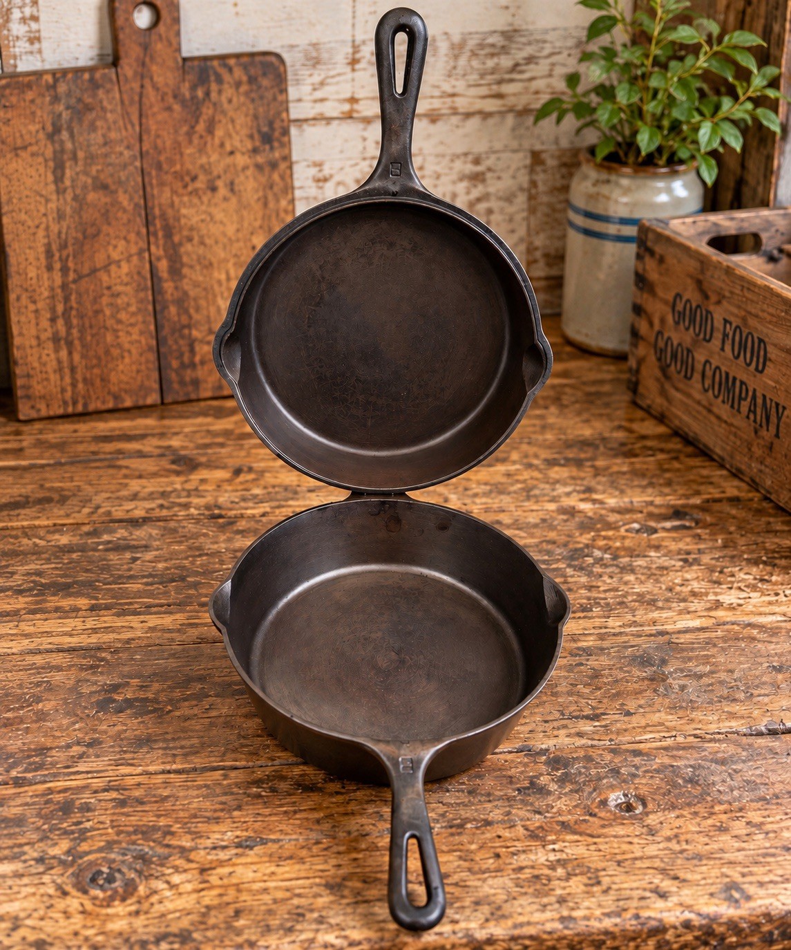 rare Vintage Griswold #80 Cast Iron Double Skillet Set Antique 1103A 1102B rare Vintage Griswold #80 Cast Iron Double Skillet Set Antique 1103A 1102B