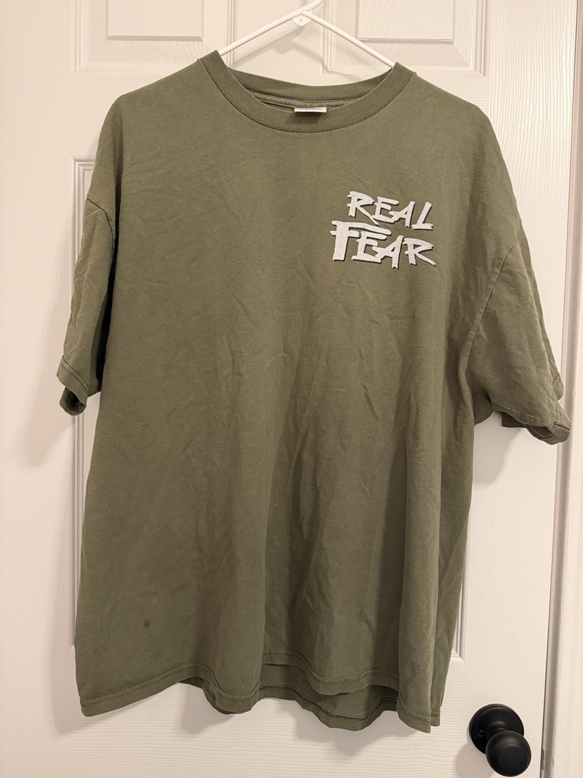 Vintage Real Fear Jesus T-Shirt Men\'s XL Green 90s No Fear Parody Matthew 10:28