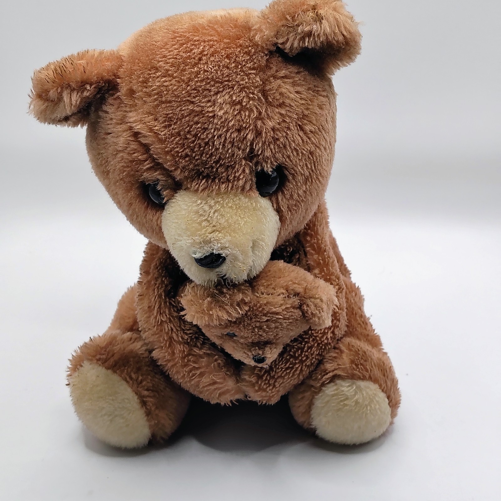 Dakin Vintage Nature Babies Brown Bear  Mama & Baby 1977 Scratch on eyes