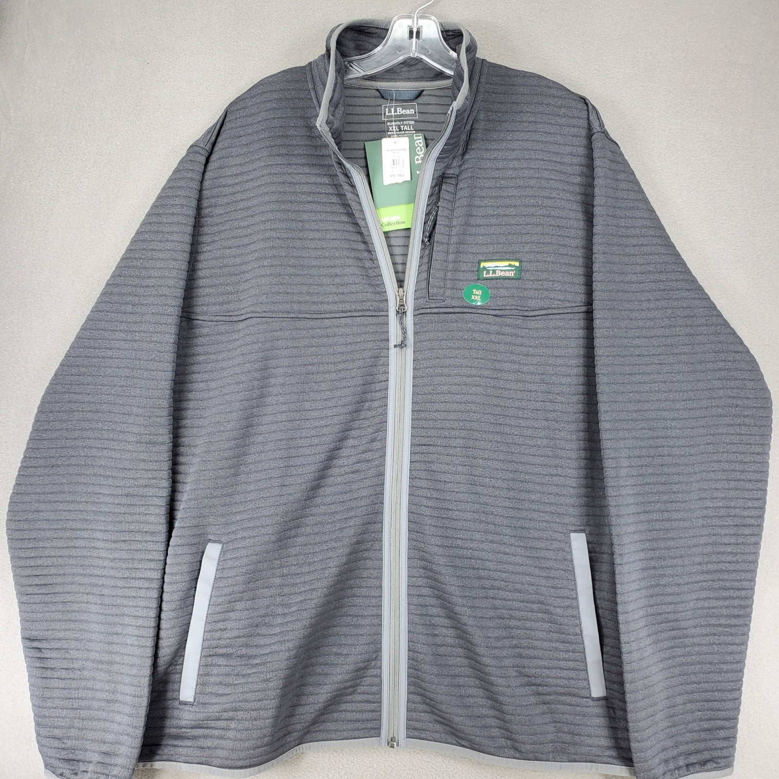 L.L.Bean Airlight Knit Full Zip Jacket Men XXL Tall Gray Ribbed NEW Sweater