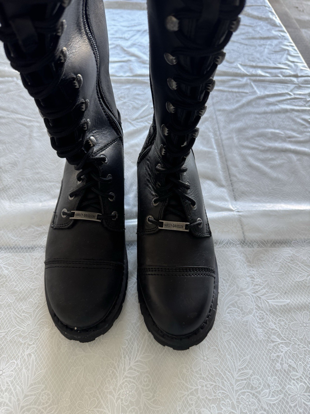 Harley Davidson Beechwood D83856 Women’s 8M Black Leather Boots Worn Once