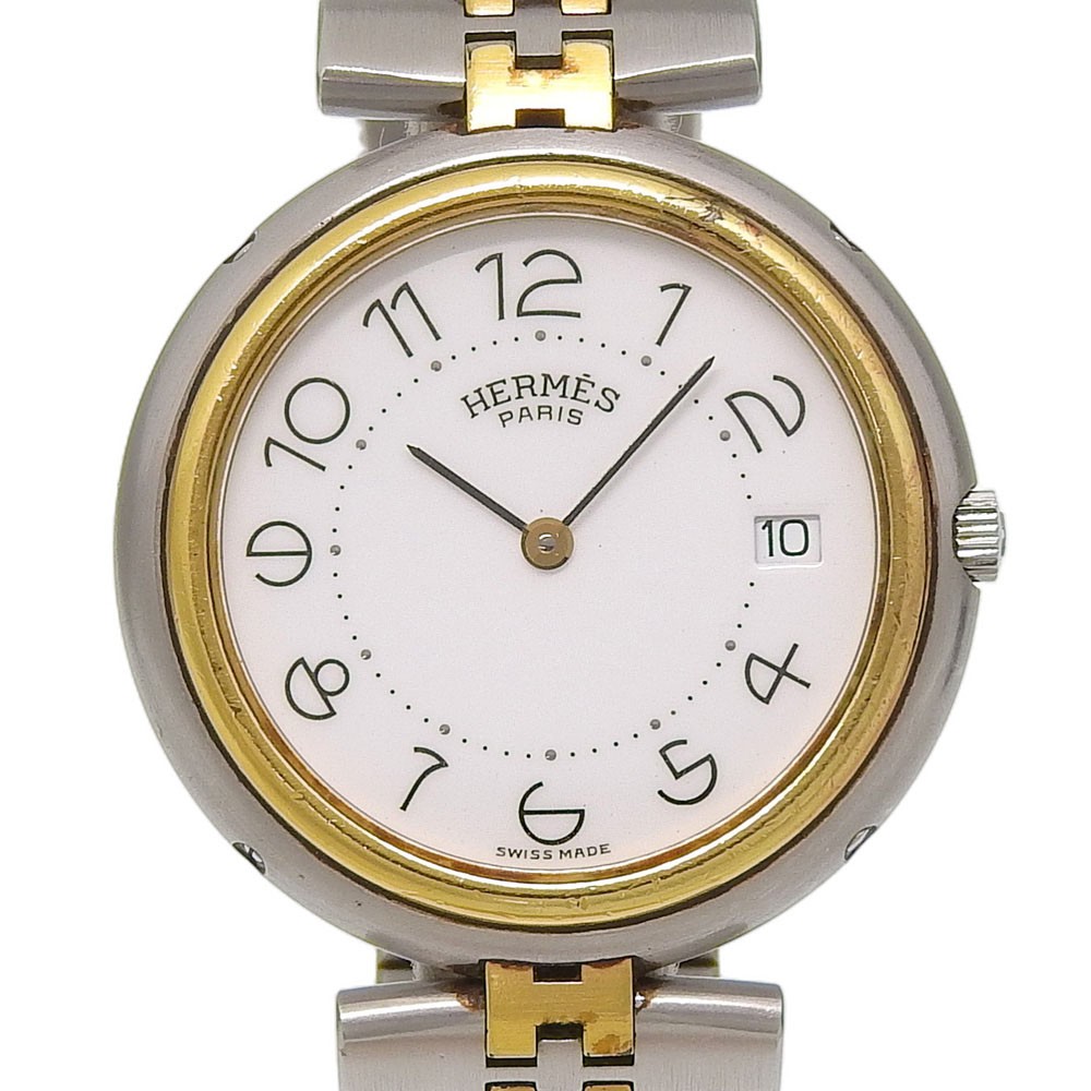 HERMES profile Watches WhiteDial Stainless Steel Quartz Analog display unisex