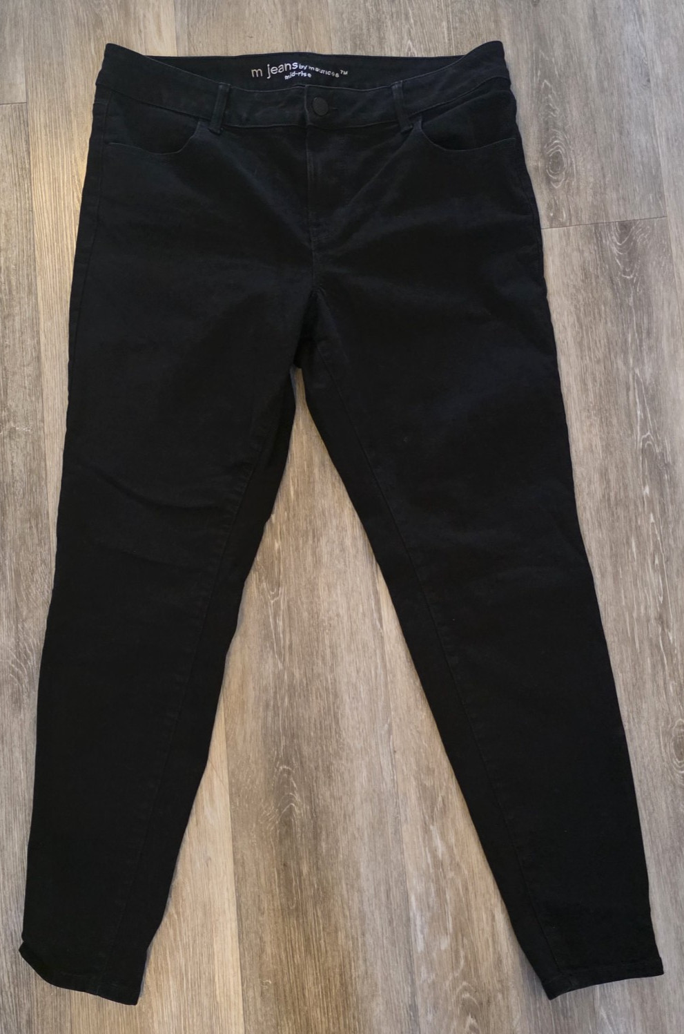 Maurices Women\'s Black Denim Skinny Jeans Sz 16W High Rise Stretch 31\
