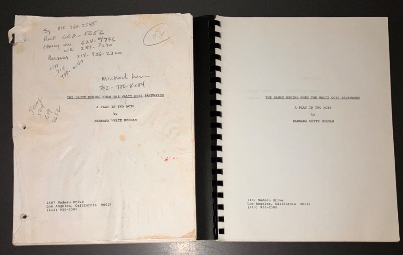 THE DANCE BEGINS WHEN THE WALTZ GOES BACKWARDS 1995 Playscript Pair w Notes COA