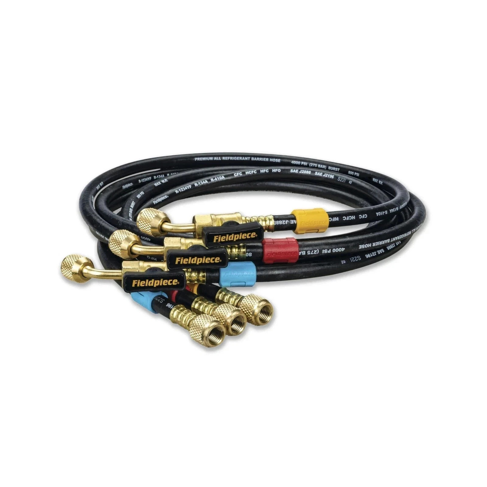Fieldpiece HR3B - ¼” Ball Valve Hose Set - 5 ft Refrigerant,,.. 