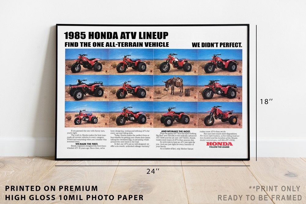 1985 Honda ATC Line Up Flyer Poster Banner Ad OEM Brochure Specs