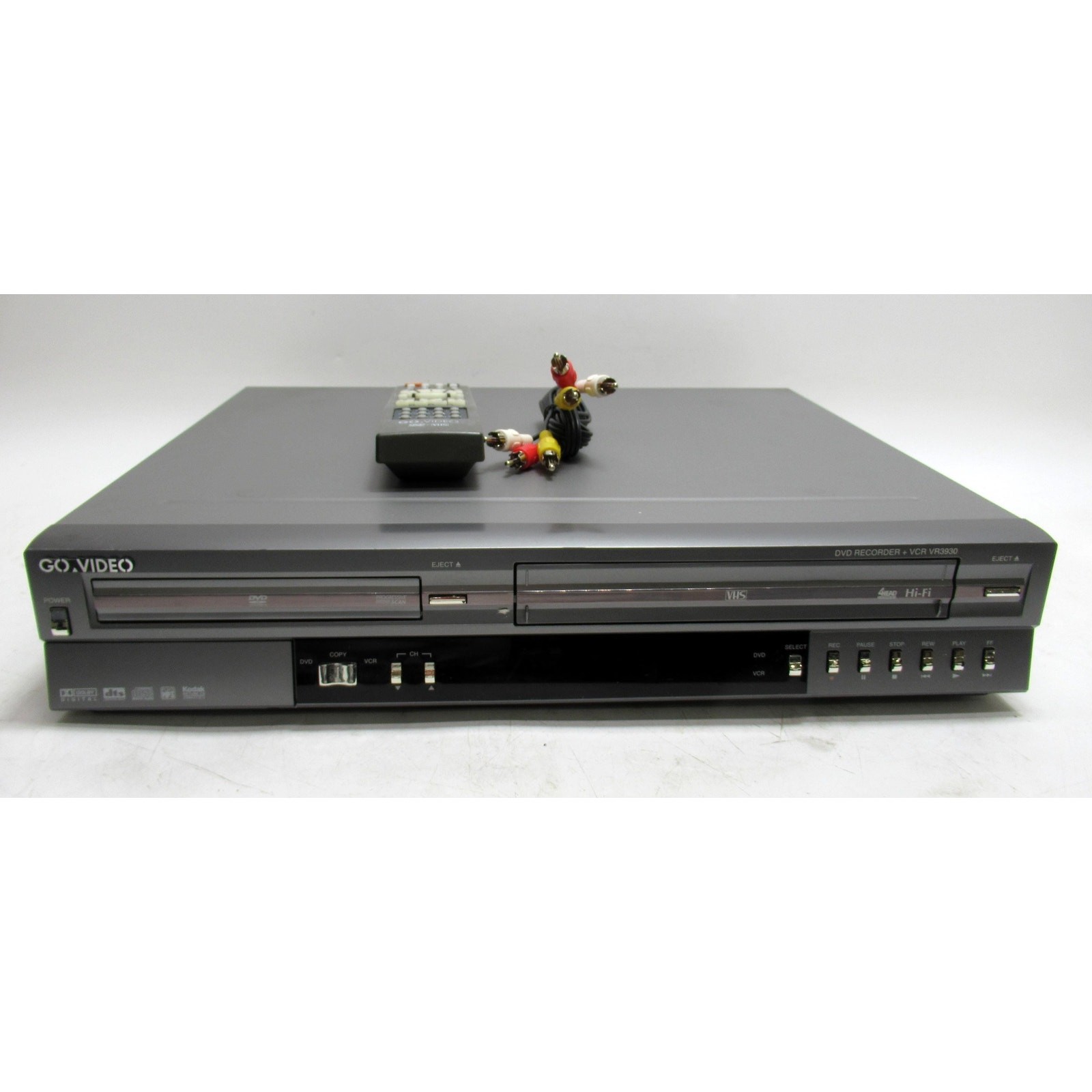 Go Video Combo VR3930 DVD Recorder Video CD Vcr Vhs Player W/Remote & Av Cable
