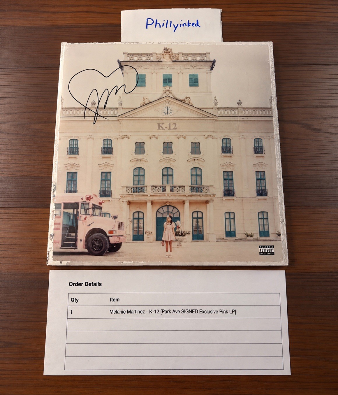 Melanie Martinez \' K-12 \' LP - SIGNED ALBUM Pink Vinyl Record AUTOGRAPHED COVER