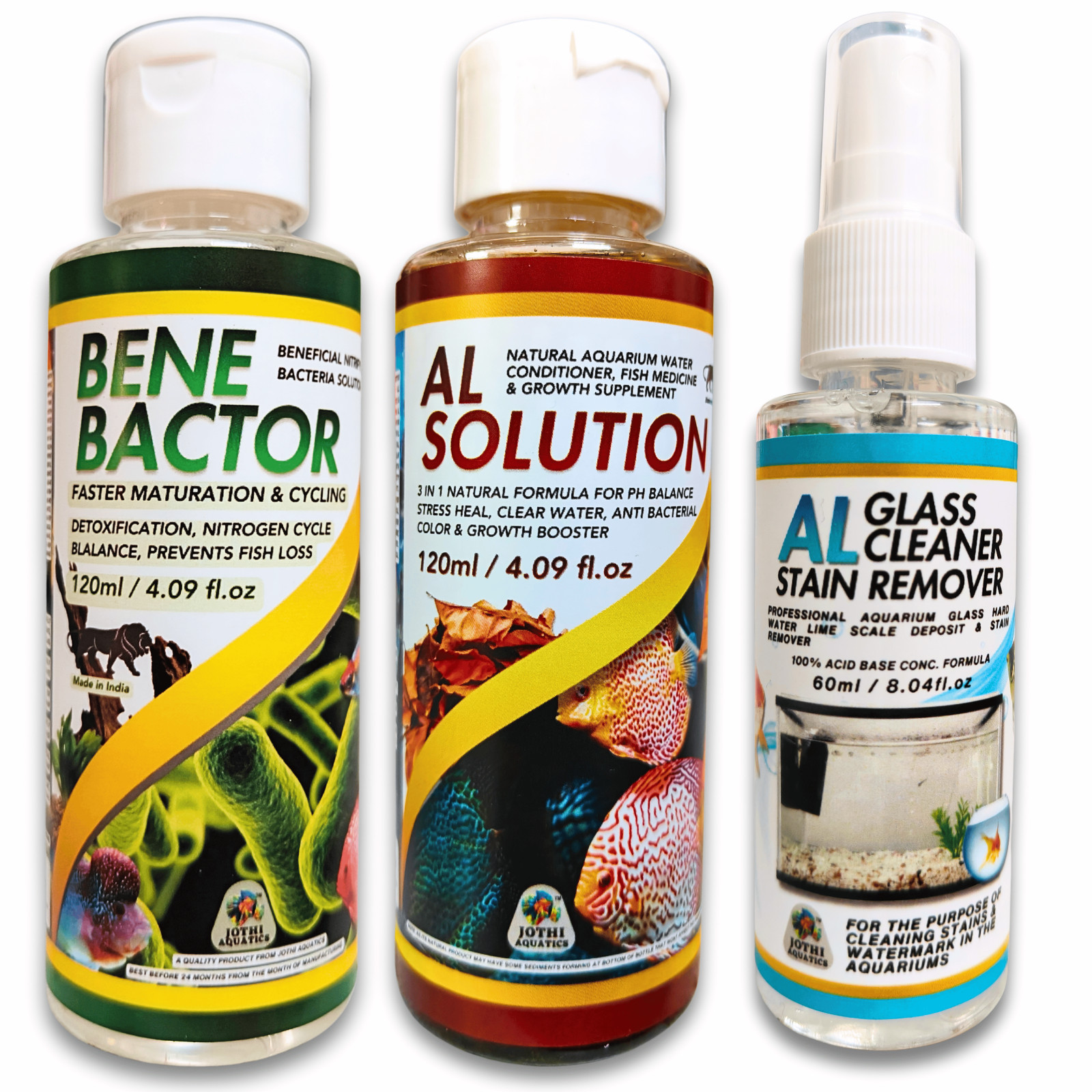 Aquarium Solutions Starter Kit Combo (AL Solution + Bene Bactor + Glass Cleaner)
