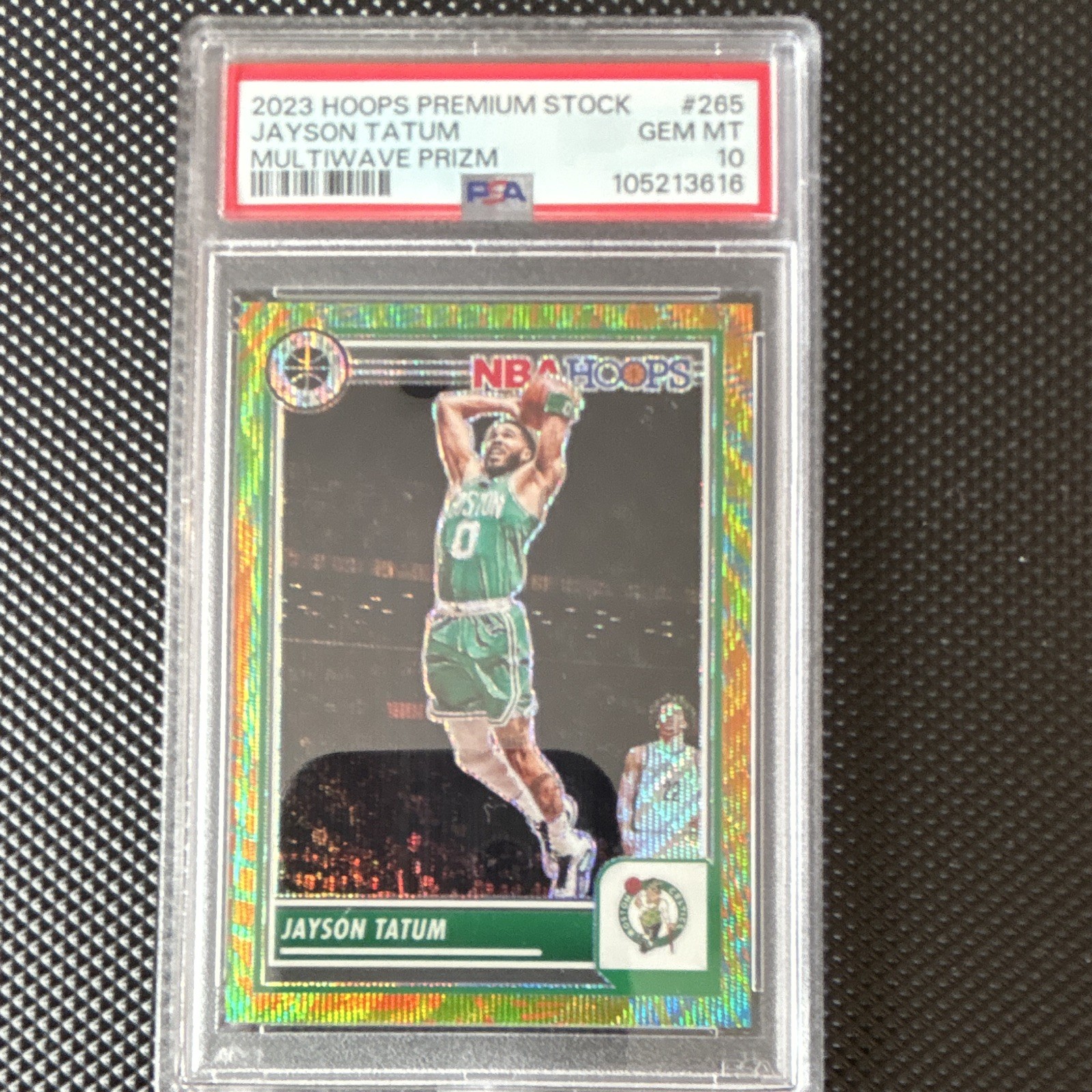 Panini 2023-24 NBA Hoops Premium Stock Jayson Tatum #265 Multiwave PSA 10 Panini 2023-24 NBA Hoops Premium Stock Jayson Tatum #265 Multiwave PSA 10