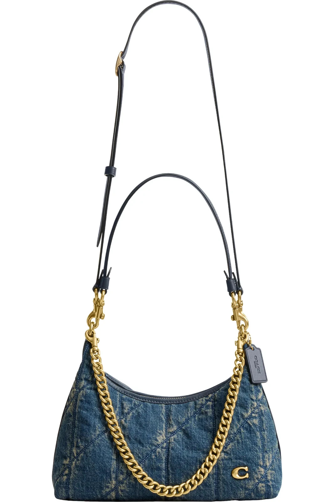 AUTHENT NWT$450 COACH Juliet Shoulder Bag 25 Denim Quilting Dark Indigo 3 straps