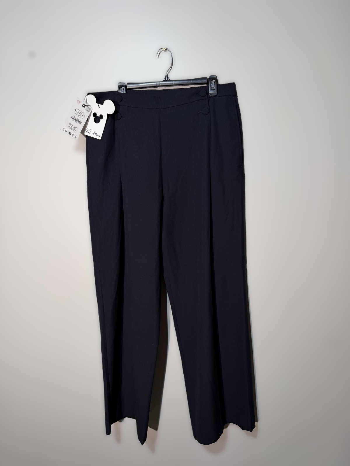 Zara x Disney Harry Lambert Pleated Wide Leg Trousers Mens 32 NWT $129 Navy