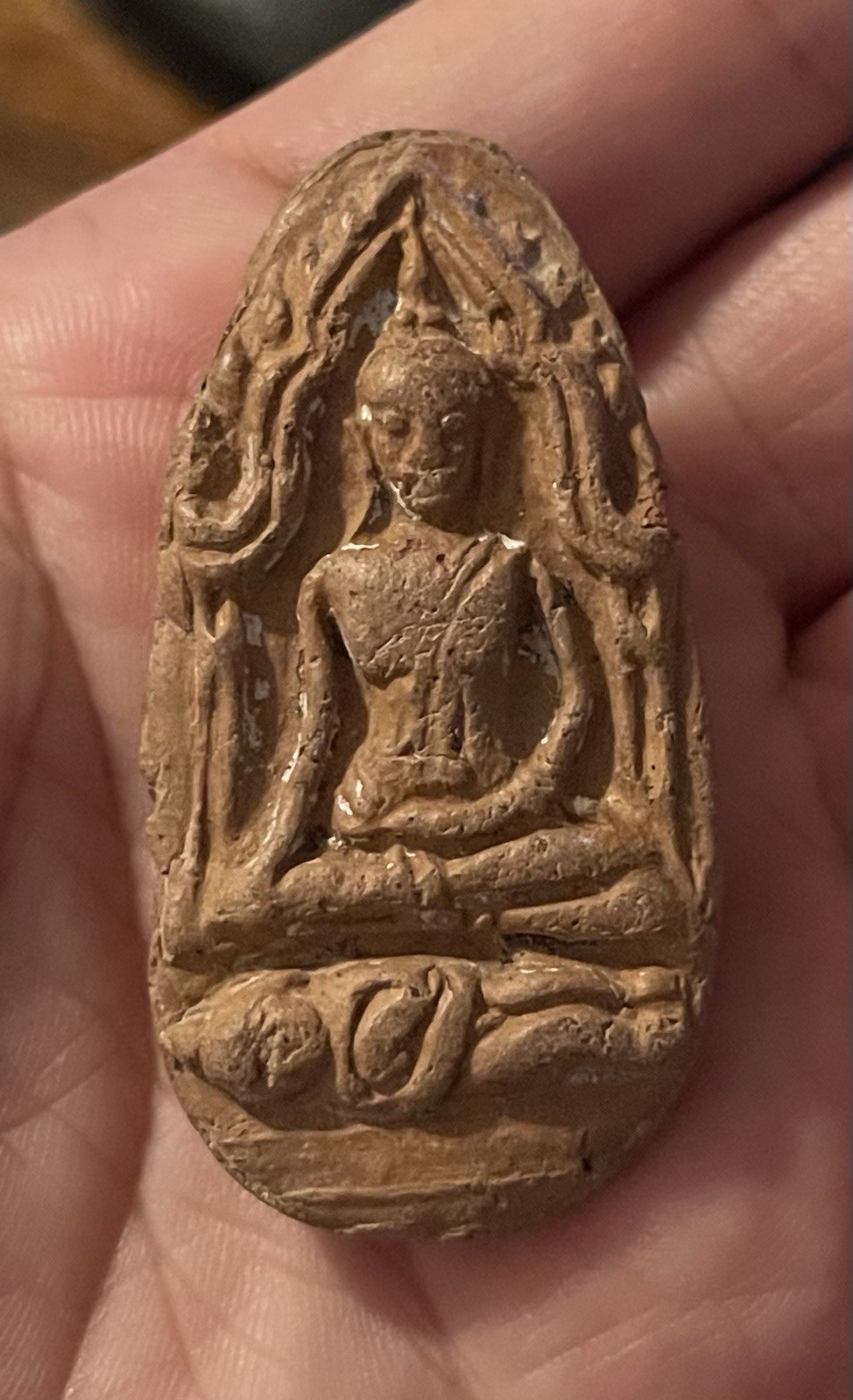 Vintage Thai Buddha Clay Amulet Seated Buddha Votive Tablet Buddhist Talisman