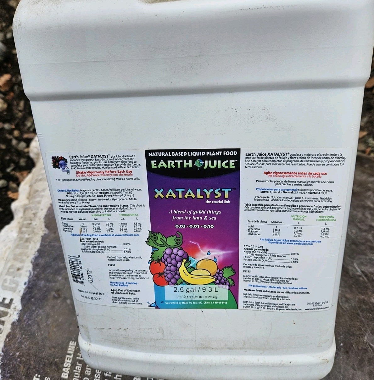 Earth Juice - Xatalyst 2.5 Gallon of Organic Liquid Micronutrient 0.03-0.01-0.10