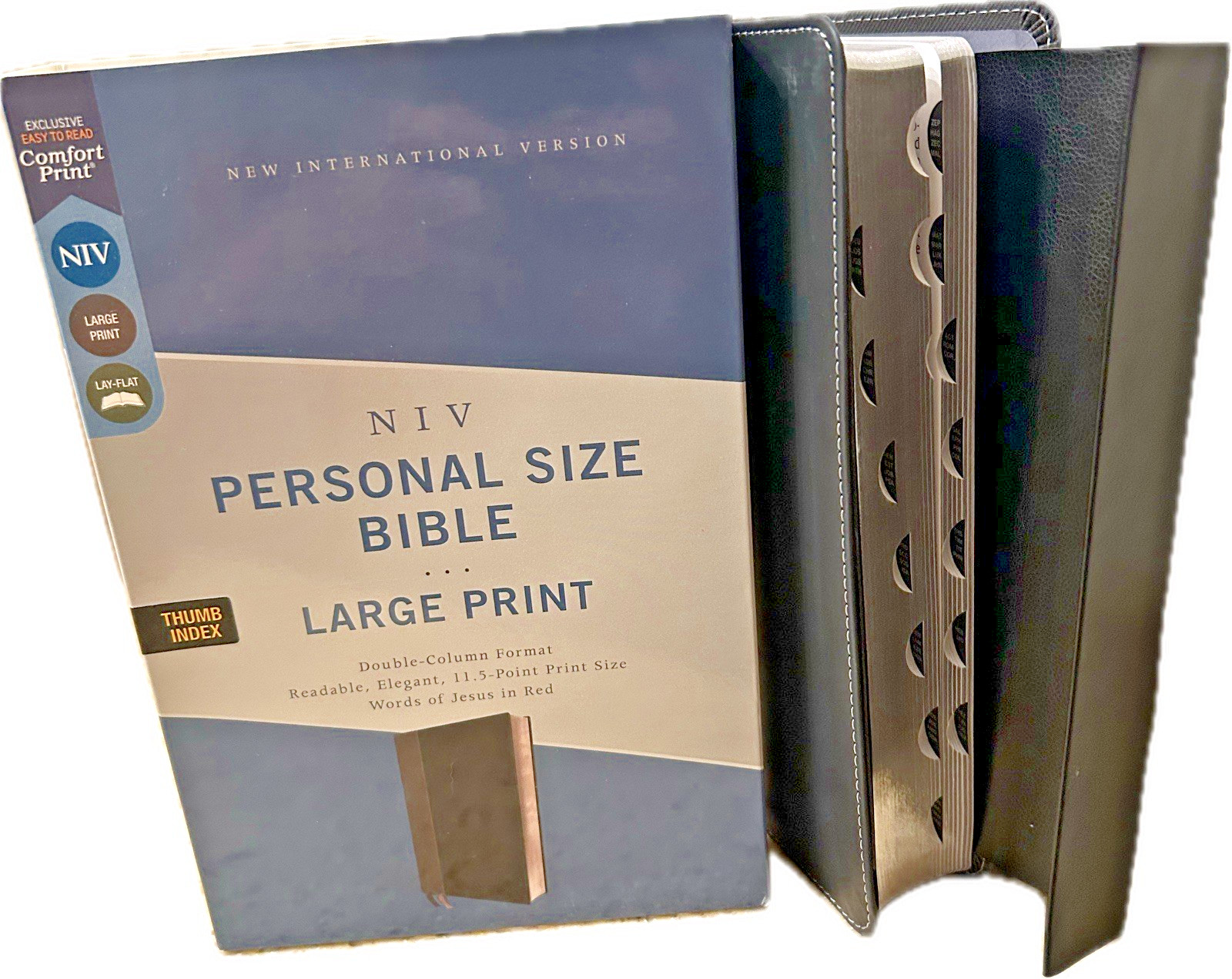 NIV MAGNETIC CLOSURE LARGE PRINT 11.5pt THUMB INDEX Personal Bible BkLeathersoft