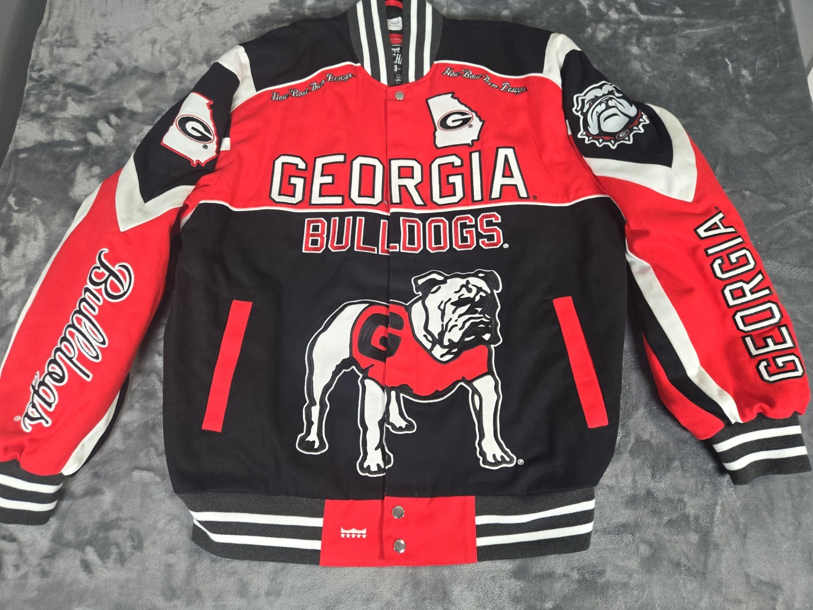 Men\'s Franchise Club Georgia Bulldogs Cotton Twill Heavy Snap Jacket Red Large