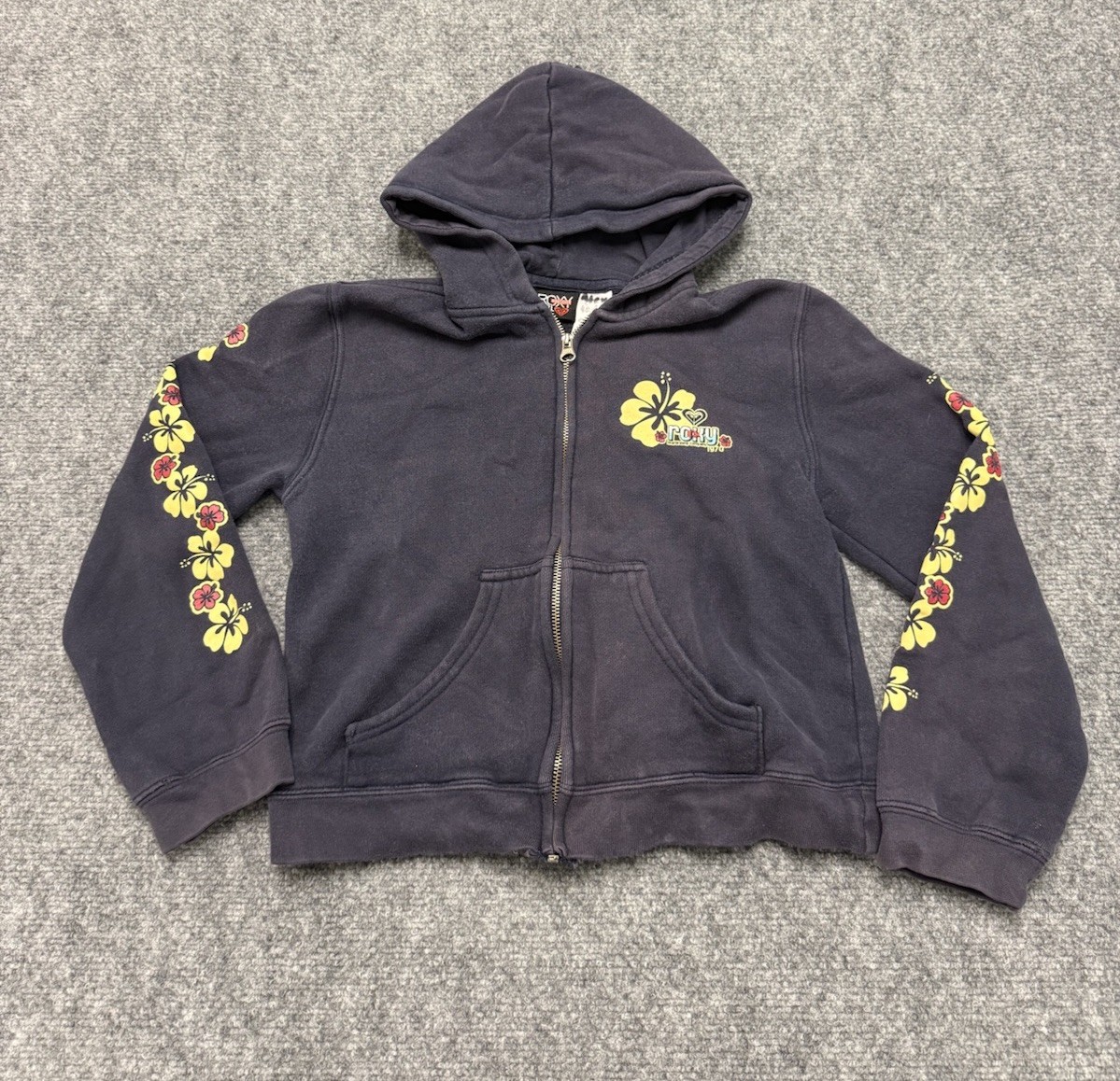 Vtg Y2K Roxy Kids Quiksilver Hoodie Floral Surfer Skater Hoodie Women’s Small