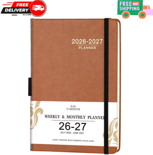 Lemome 2026-2027 Planner Brown Leather Academic Bookmarks