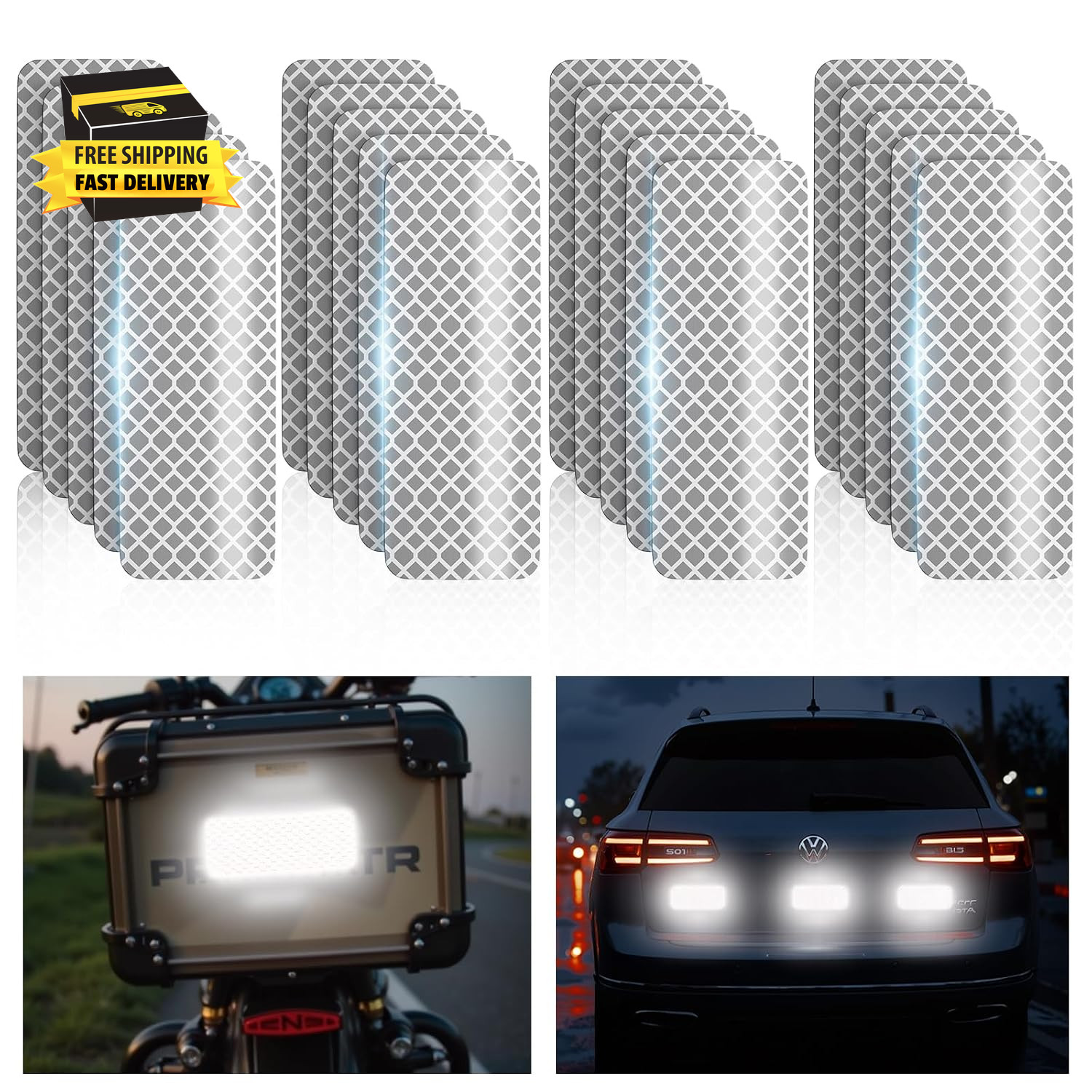 20 Pcs Super Reflection Reflective Stickers, Safety Reflective Tape for Car Bike