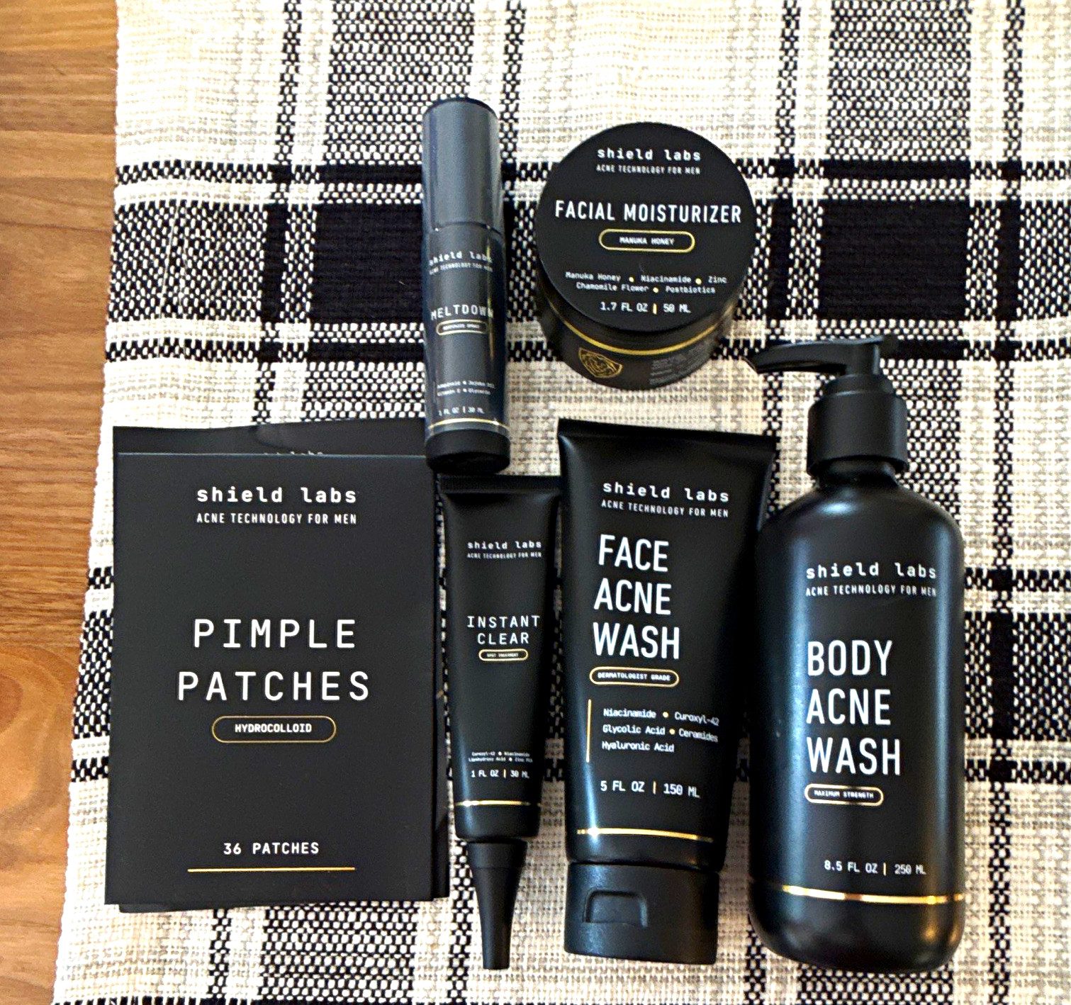 Shield Labs Men\'s Acne Set Face/Body Wash, Pimple Patches, Moisturizer
