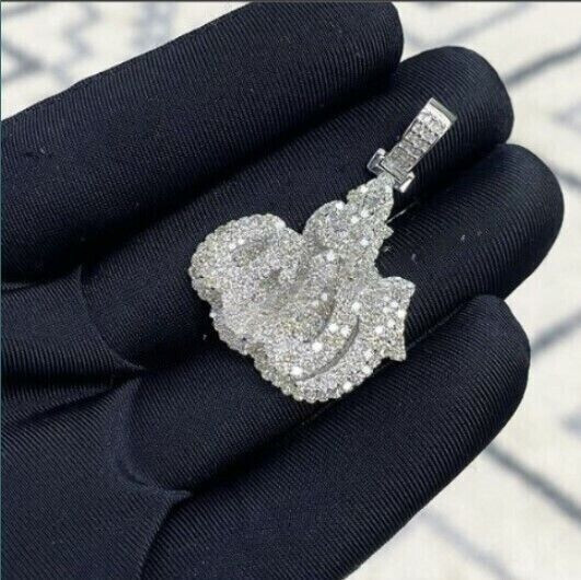 Allah D/VVS 2.23ct Genuine Moissanite Custom Islamic Religious Pendant 925Silver