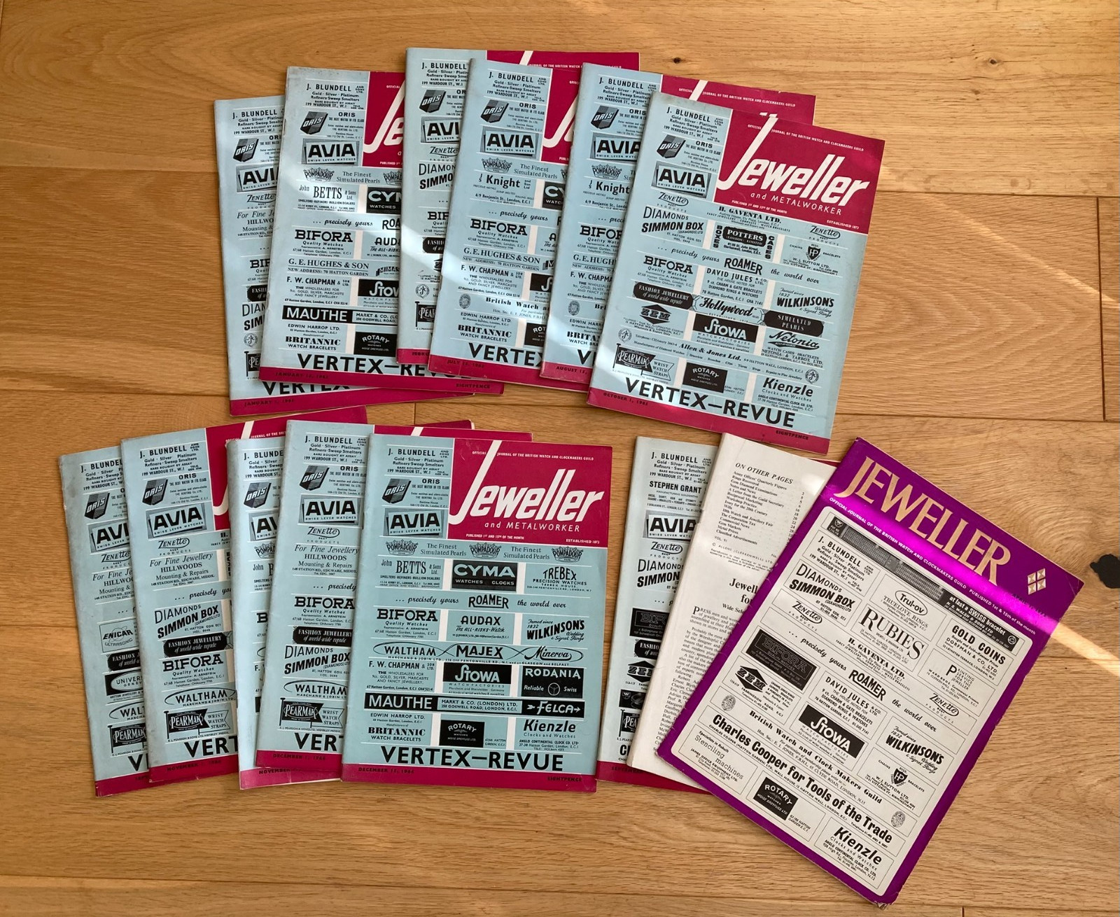 14 copies of the Jeweller and Metalworker magazine 1964-72 (Design Archive)