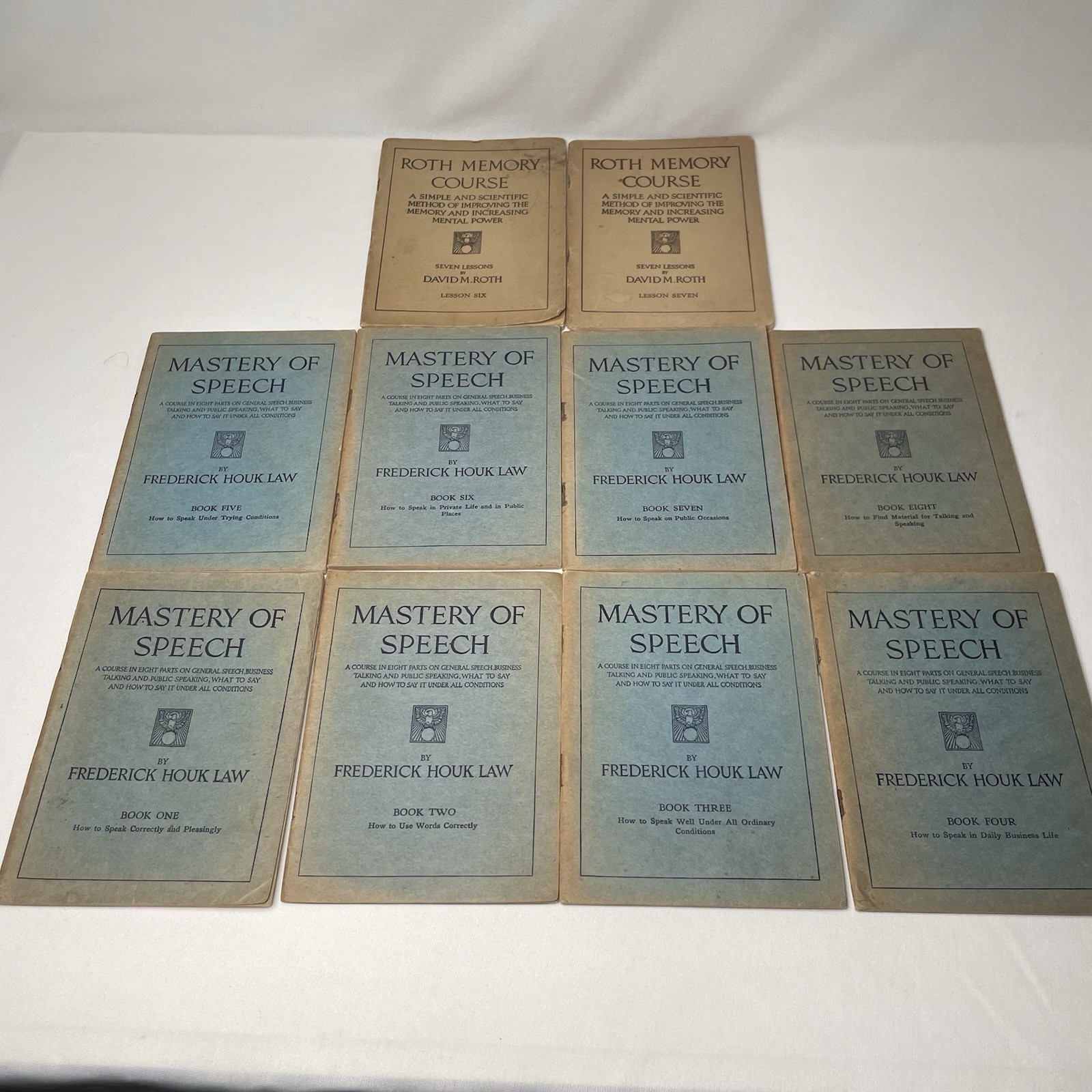 Vintage 1918 Mastery Of Speech Booklets 1-8 Frederick Houk Law Roth Memory 