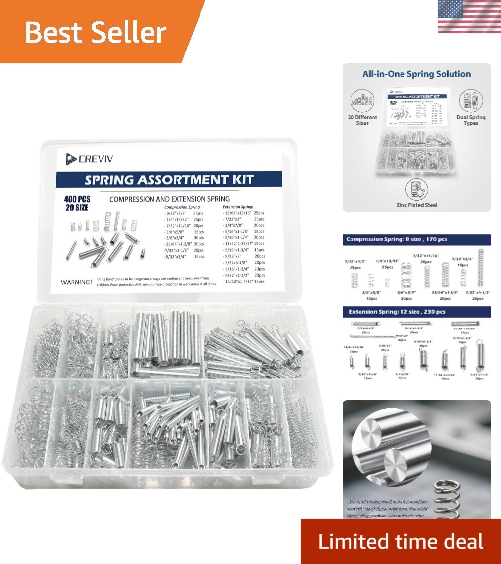 Spring Assortment Kit 20 Sizes 400 Pcs Compression & Extension Springs