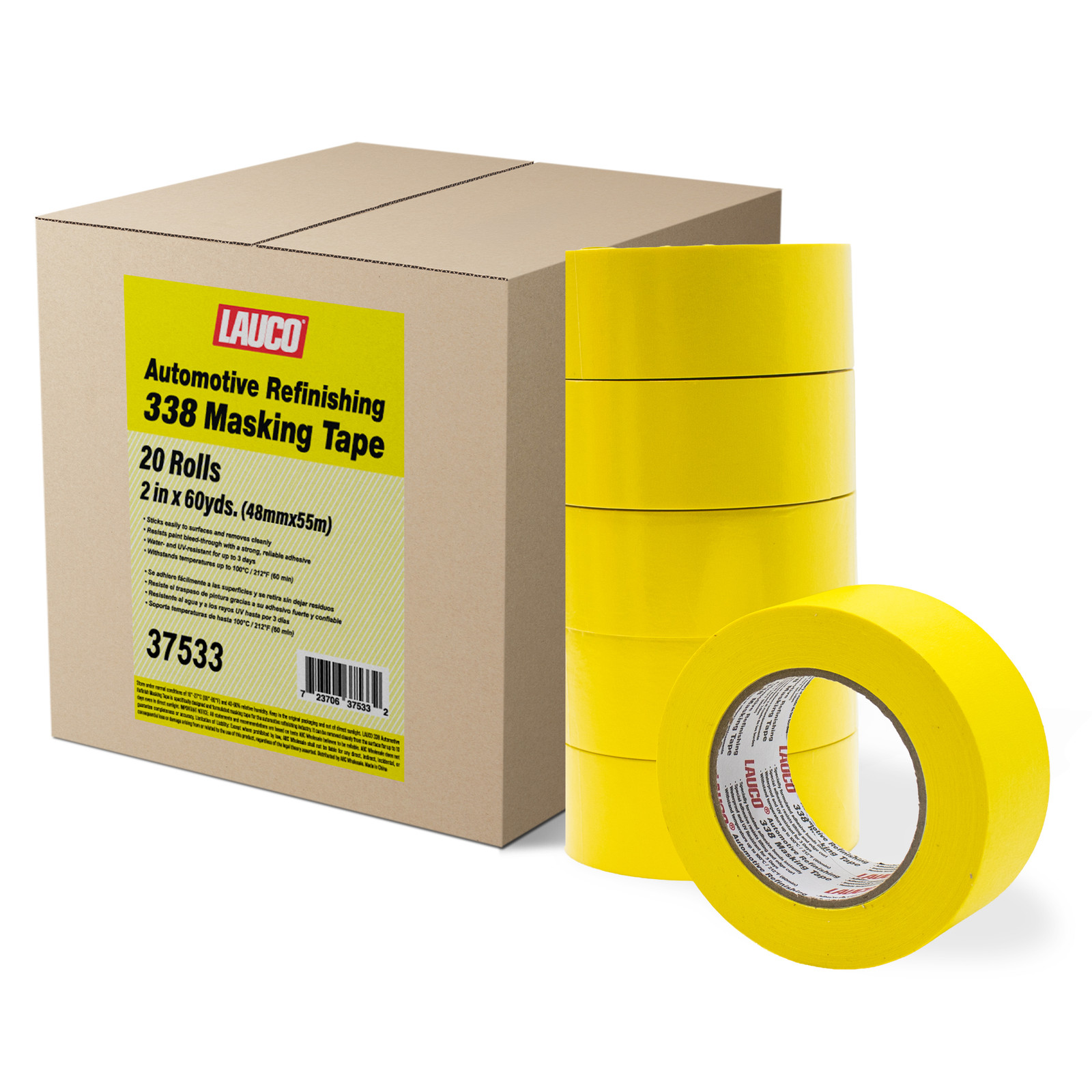 LAUCO Automotive Masking Tape 2in, 20 Rolls Yellow Painters Tape for Painting LAUCO Automotive Masking Tape 2in, 20 Rolls Yellow Painters Tape for Painting