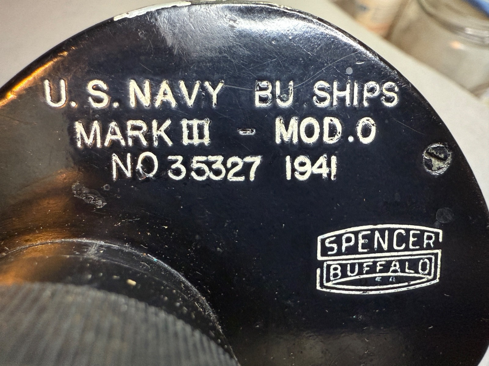 Vintage 1941 WWII U.S. Navy Bu Ships Mark III 7x50 No35327 Binoculars by Spencer