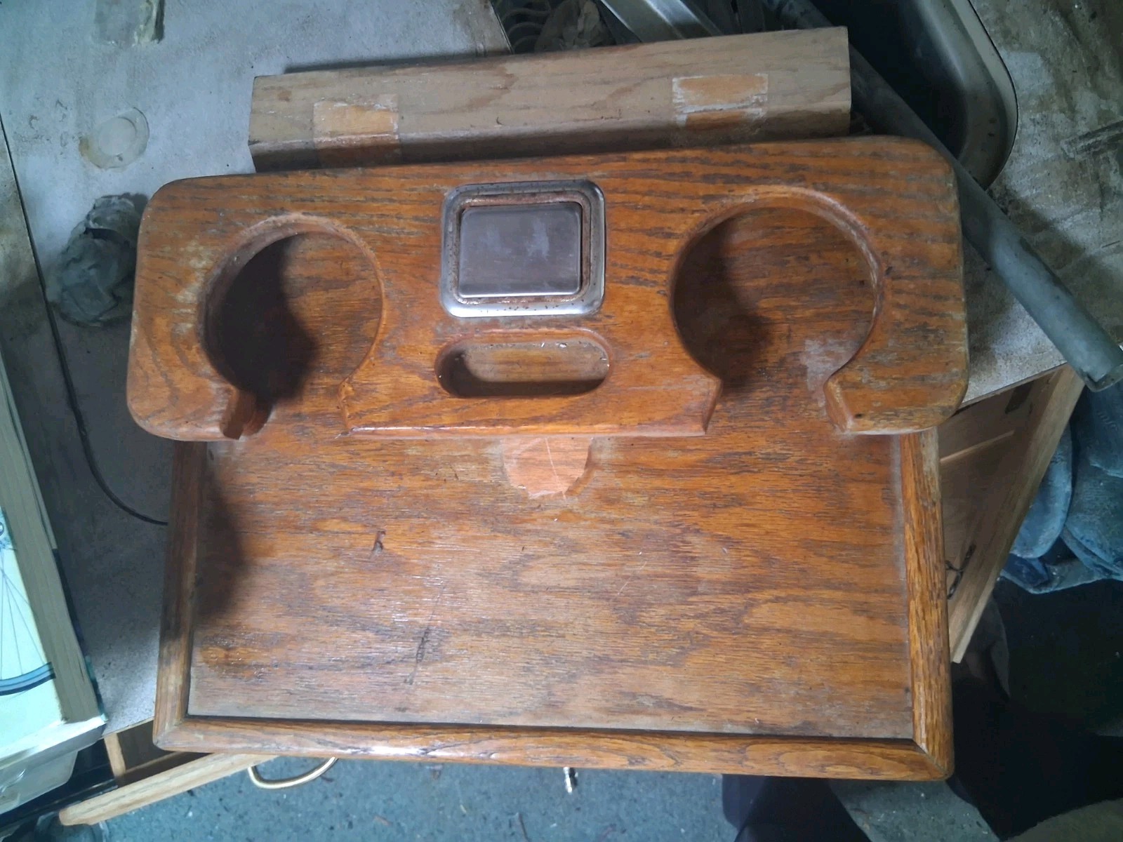 VTG 80 90s Chevy Van Wooden Cup Holder Storage Tray Chevrolet Conversion 16x13\