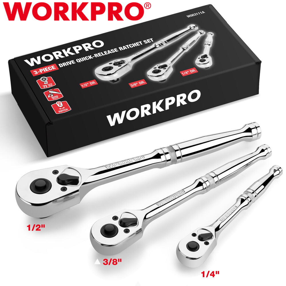WORKPRO 3PCS Ratchet Set 72-Tooth 1/4\