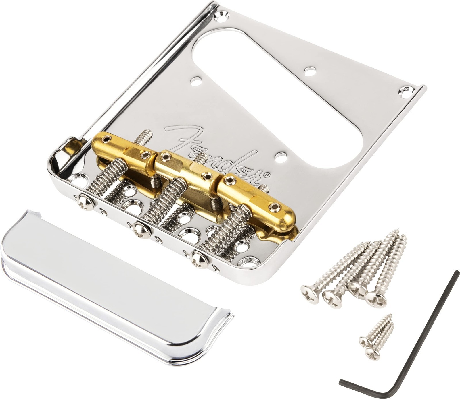 Genuine Fender Top-Load/String-Through Tele Bridge w/Brass Compensated 3-Saddle Genuine Fender Top-Load/String-Through Tele Bridge w/Brass Compensated 3-Saddle